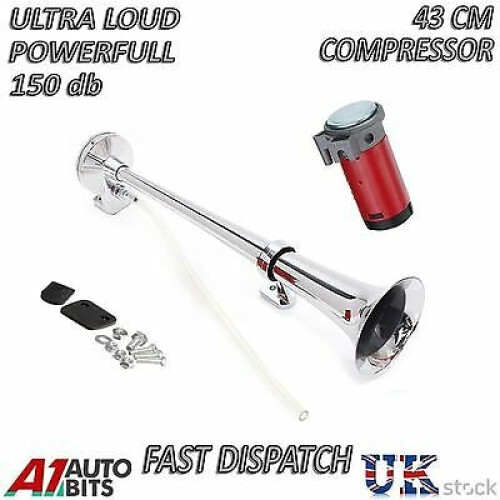 4-Trumpet Air Horn 150DB - 12V/24V Loud Train Horn For Truck, Car, Boat, Motorcycle (Black)