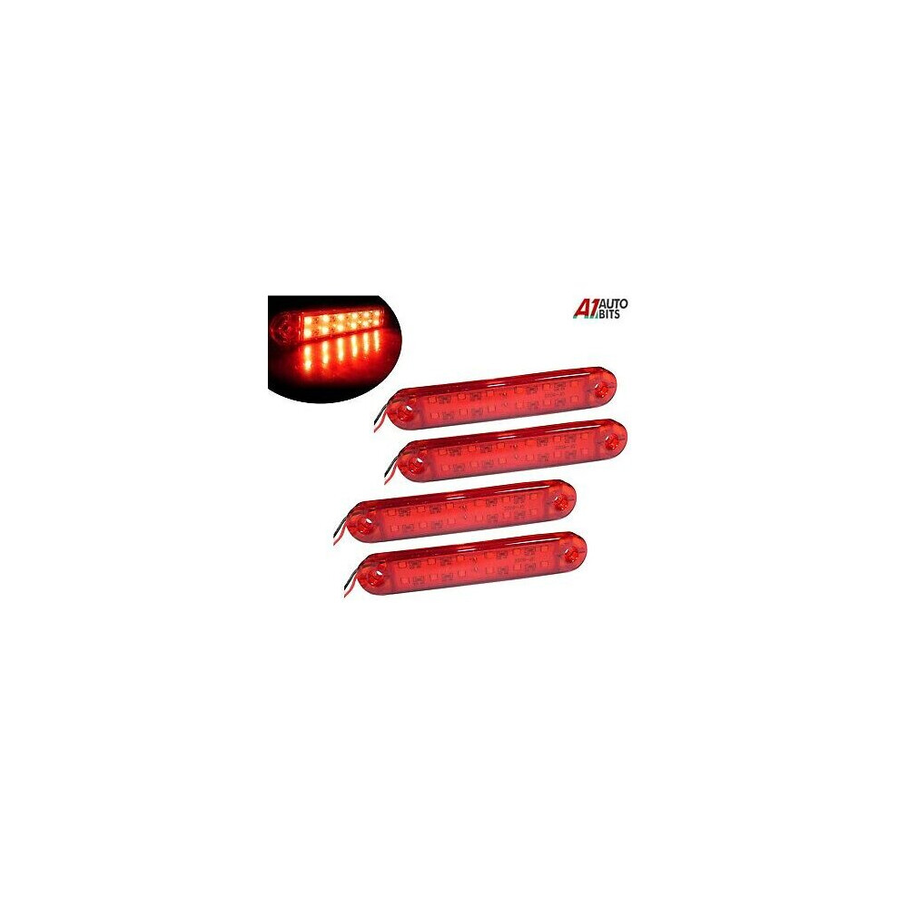 4x 13cm 12 Led Rear Marker Lights Bar Utility Red Lamps 24v Truck Trailer-image-OPC-P67GXW5-NEW