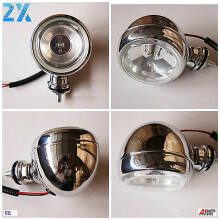 R168 2x Chrome Fog/Spot Lights 3.55in 12V 55W H3 with Adjustable Brackets for Cars, ATVs, SUVs, Off-road