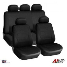 Dacia Duster/Logan/Sandero Black 9-Piece Seat Covers Full Set - Universal Fit, Airbag Compatible (32B-dac)