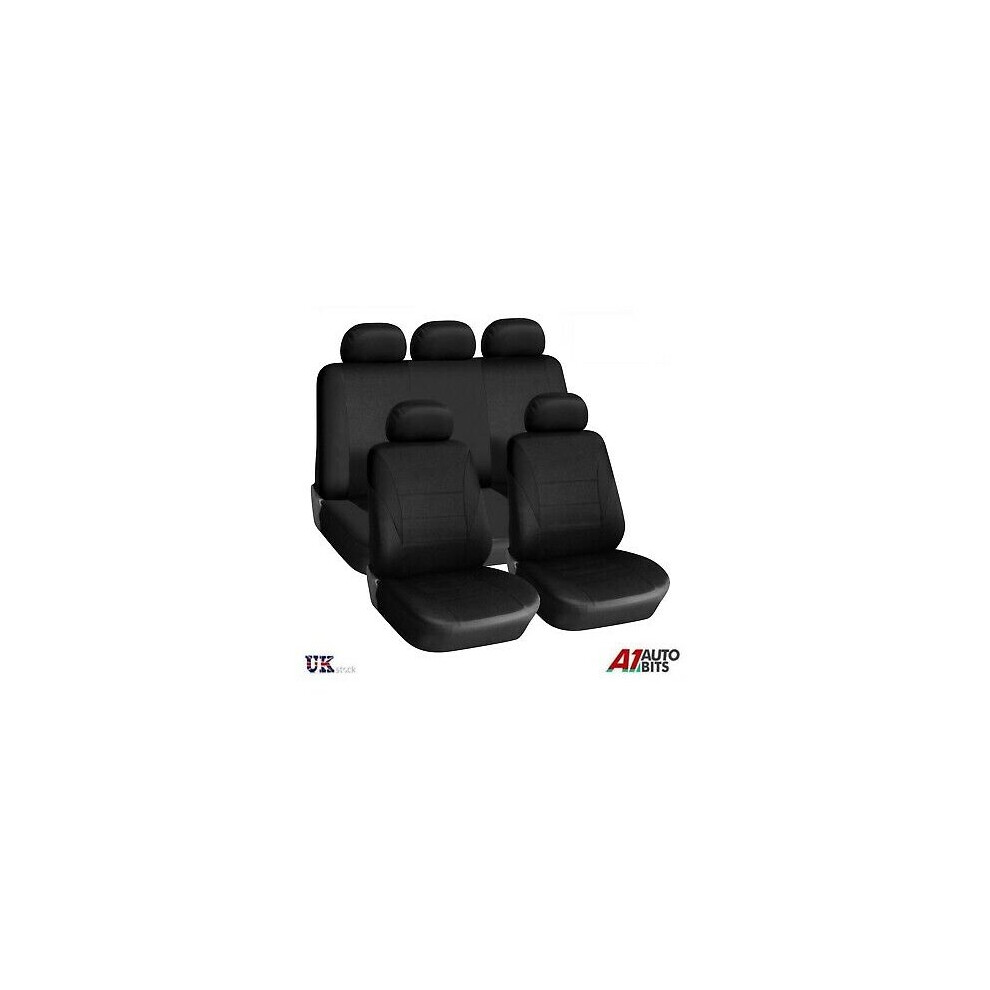 Dacia Duster/Logan/Sandero Black 9-Piece Seat Covers Full Set - Universal Fit, Airbag Compatible (32B-dac)