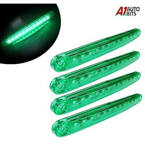 4 Pack 12v Smd 12 Led Green Side Marker Lights Position Truck Van
