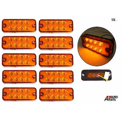 10X 12 VOLT ORANGE SIDE MARKER LIGHT INDICATOR LAMPS TRUCK LORRY LGV