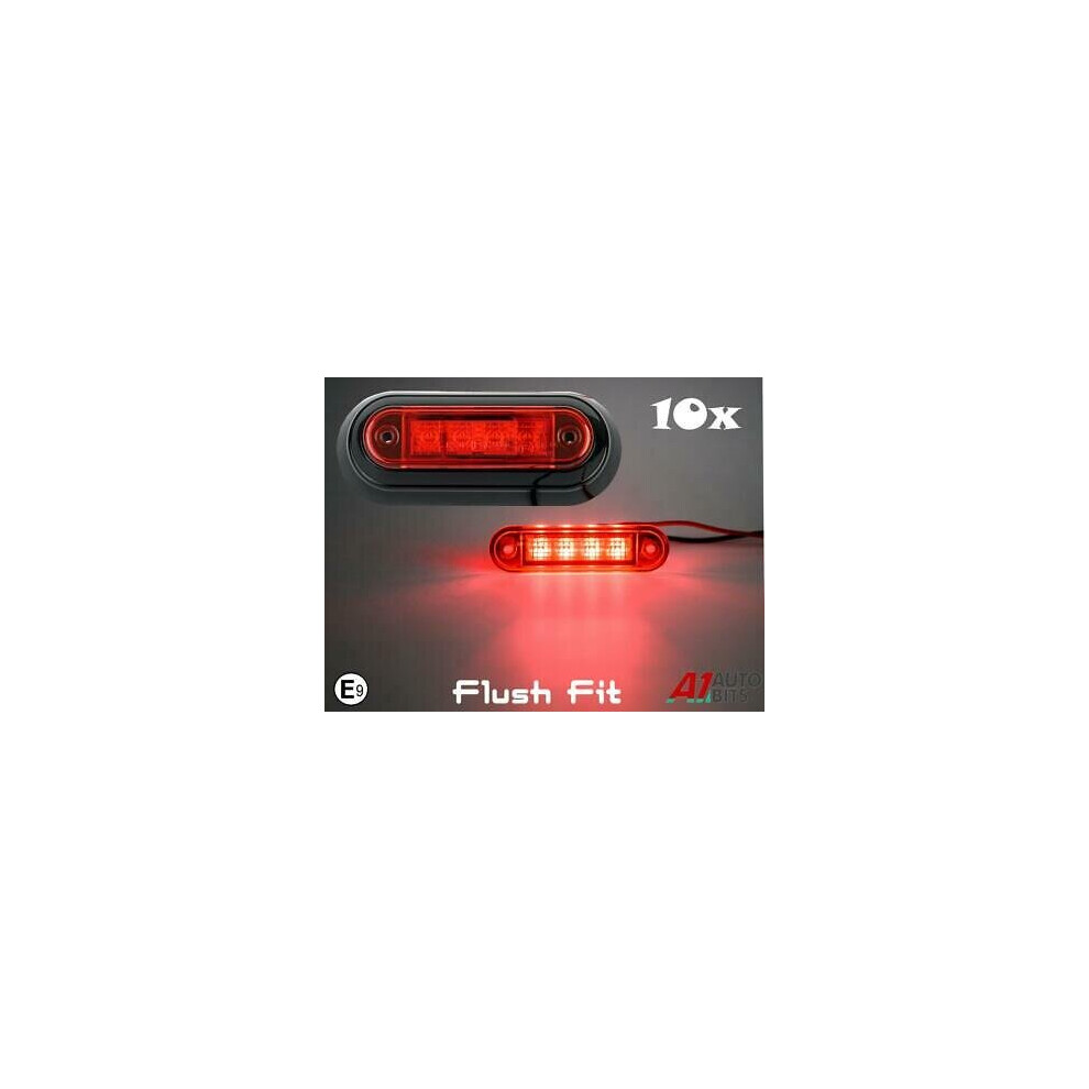 10X Led Flush Fit Red Side Lights & Brackets For Truck Man Daf Scania Volvo 24V-image-OPC-P67GZ7M-NEW