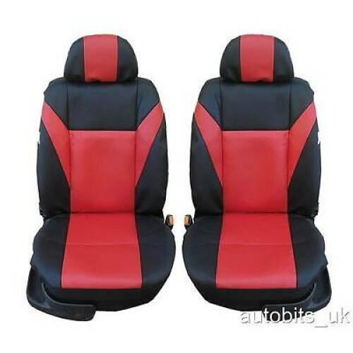 Vauxhall Combo - Heavy Duty Red Black Leatherette Van Seat Covers - 2 x Front