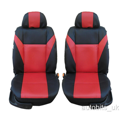 Vauxhall Combo - Heavy Duty Red Black Leatherette Van Seat Covers - 2 x Front 2