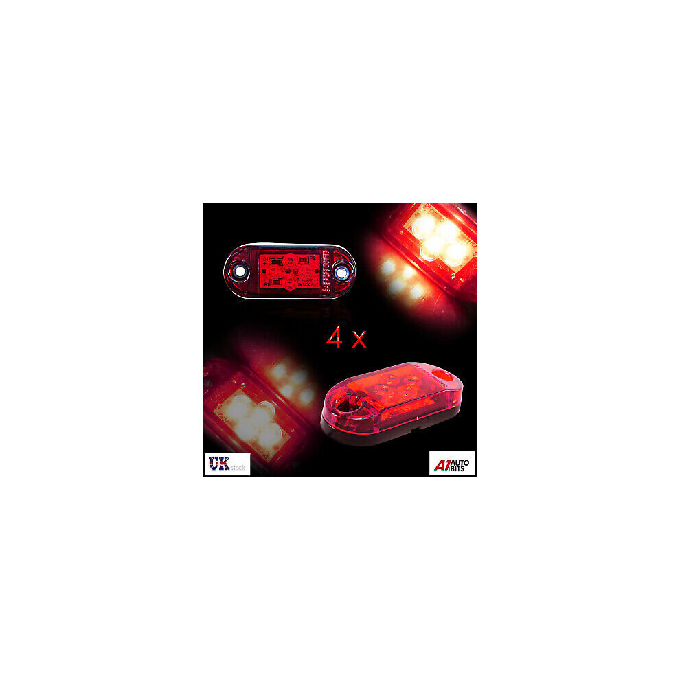 4x Led 24v Rear Tail Side Red Marker Lamps Light Indicator Truck Lorry Outline-image-OPC-P67GZKK-NEW