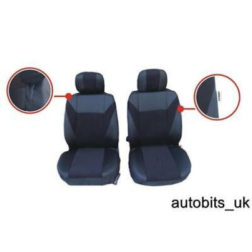 1+1 BLACK FABRIC FRONT SEAT COVERS FOR NISSAN MICRA QASHQAI NOTE JUKE MPV NAVARA