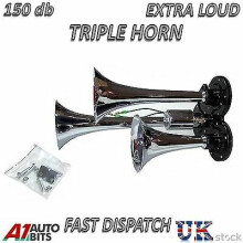 Triple Trumpet Air Horn 12 V 24 v 150dB Car Truck RV Train Boat Loud Lorry