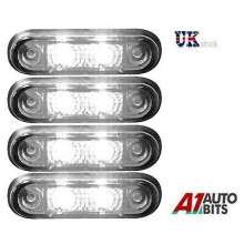 4x 12v 2 led White Front Side Markers Indicator Lamps Lights Trailer Lorry