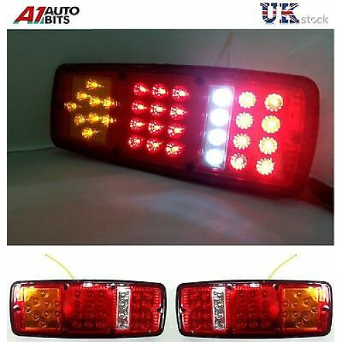 PAIR 12V LED REAR TAIL LIGHTS LAMP 4 FUNCTION TRAILER CARAVAN TRUCK LORRY 33 LED