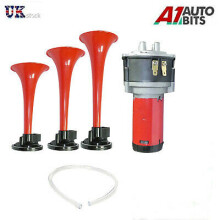 12V Triple Trumpet Air Horn Compressor Kit Super Loud Train Car Truck Boat 150db