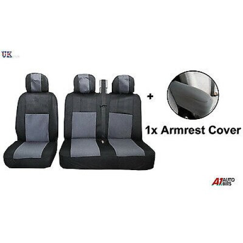 2+1 GREY SOFT FABRIC & ARMREST SEAT COVERS FOR VAUXHALL VIVARO SPORTIVE