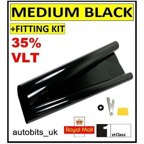 Flexzon Window Tint Film Tinting Kit Smoke Black 35% 76cm X 3M