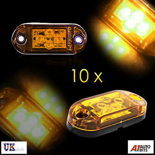 10x 12v 4 Smd Led Side Marker Orange Lights Trailer Caravan Truck Van