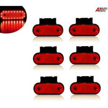 Six 12v Led Clearance Red Rear Marker Reflector Lights Position Inlc. Brackets