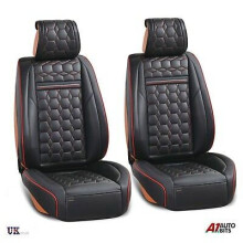 Deluxe Black 1+1 PU Leather Front Seat Covers Padded for Kia Hyundai