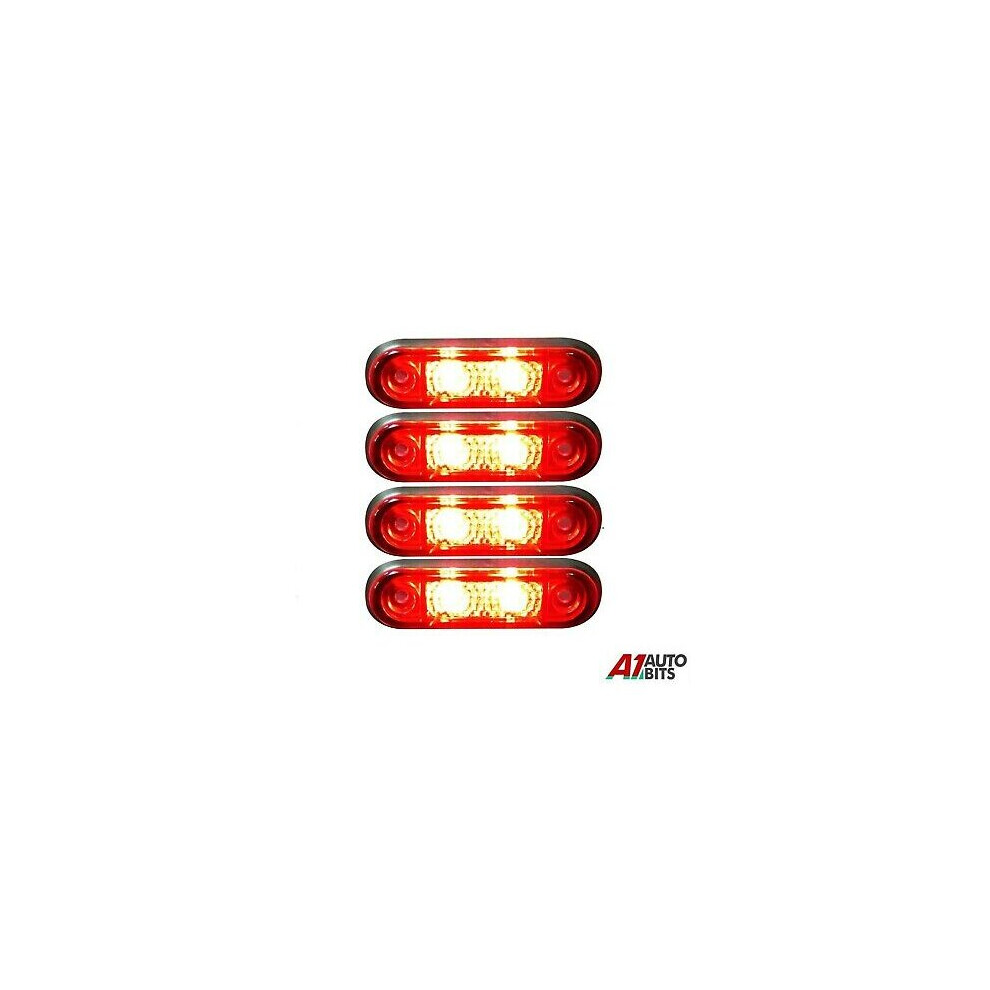 4x Flush Fit 2 Led Red Rear Side Tail Marker Lights Lamps 12v For Kelsa Bar-image-OPC-P67H75P-NEW