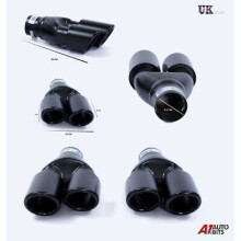 UNIVERSAL CAR TWIN DOUBLE EXHAUST PIPES MUFFLER TRIM BLACK MATT L + R BRAND NEW