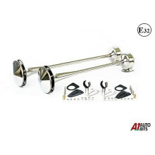 24V Air Horn 2 Chrome Horns Trumpets For HGV Truck Lorry Man Daf Scania E Mark