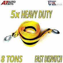 5 pcs 8 TONNE 8T 8000kg 3M Tow Towing Pull Rope Strap Heavy Duty Road Recovery