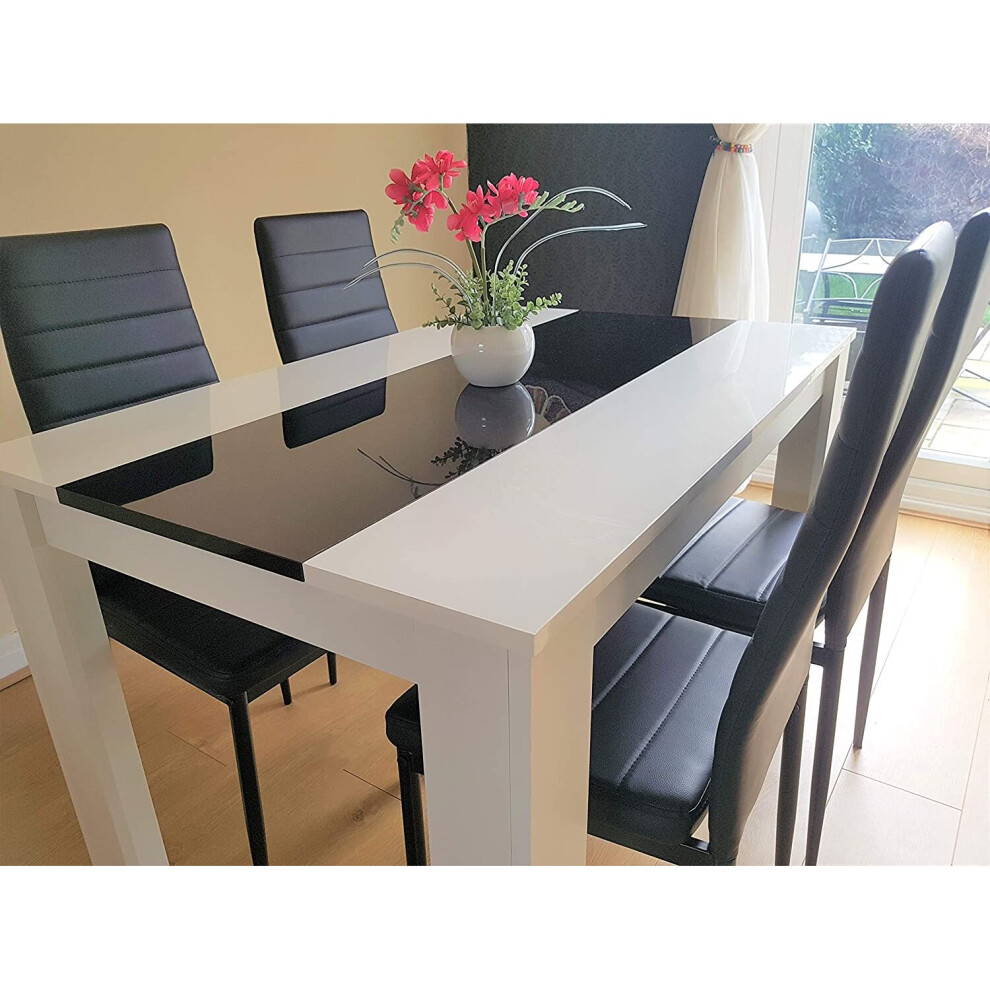 High Gloss Dining Set - Black & White