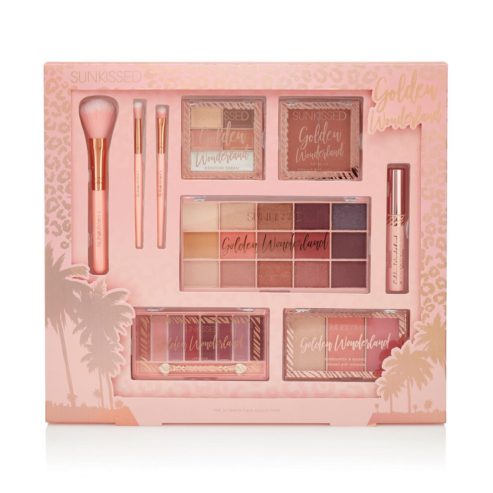 Sunkissed Golden Wonderland Gift Set - 15 x 1.7g Eyeshadow Palette, 2 x 4.2g Duo Bronzing Powder, 8 x 0.5g Lip Palette, Contour Cream Palette, 8.5ml M