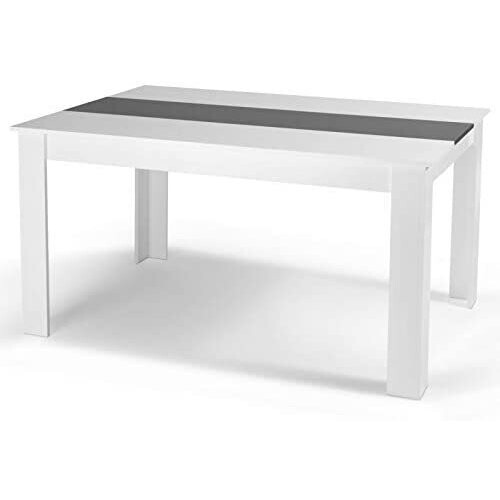 White and Black Wood Dining Table High Glossy Dining Table(117x77x75)