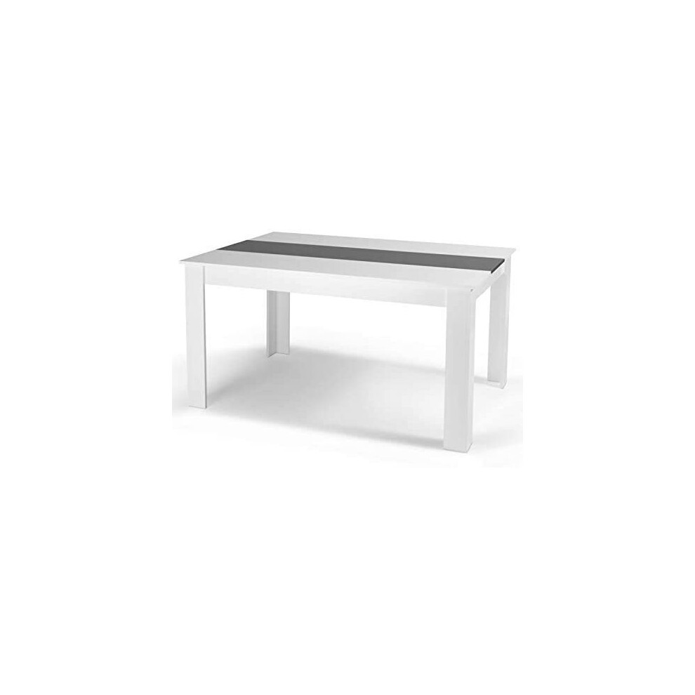 White and Black Wood Dining Table High Glossy Dining Table(117x77x75)