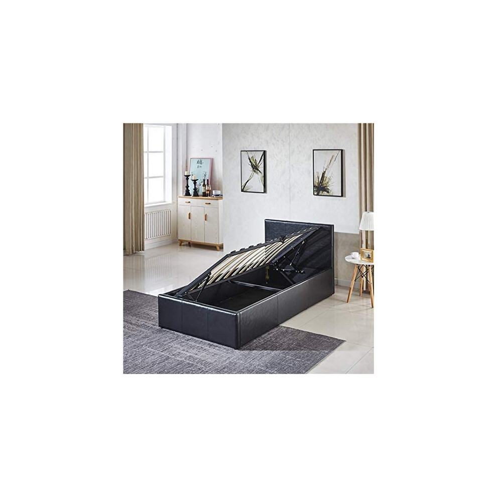 (3ft Single Bed) KOSY KOALA Ottoman Storage Bed Side Lift Opening Black 3FT SINGLE/4FT SMALL DOUBLE/4FT6 DOUBLE BED FRAME