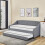 (Grey Daybed  with 2 mattresses) Linen fabric daybed sofabed with underbed trundle 1