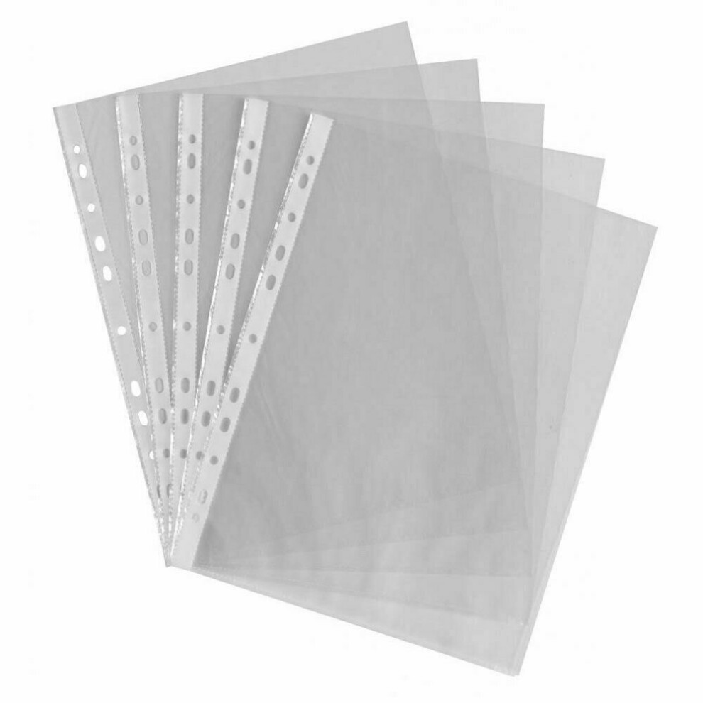 (50) A4 Punched Pockets Clear Plastic Wallets Sleeves For Folders Ring Binders