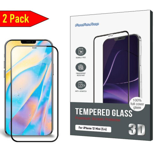 Protector de pantalla para iPhone 12 Mini 2X Vidrio templado de cubierta completa