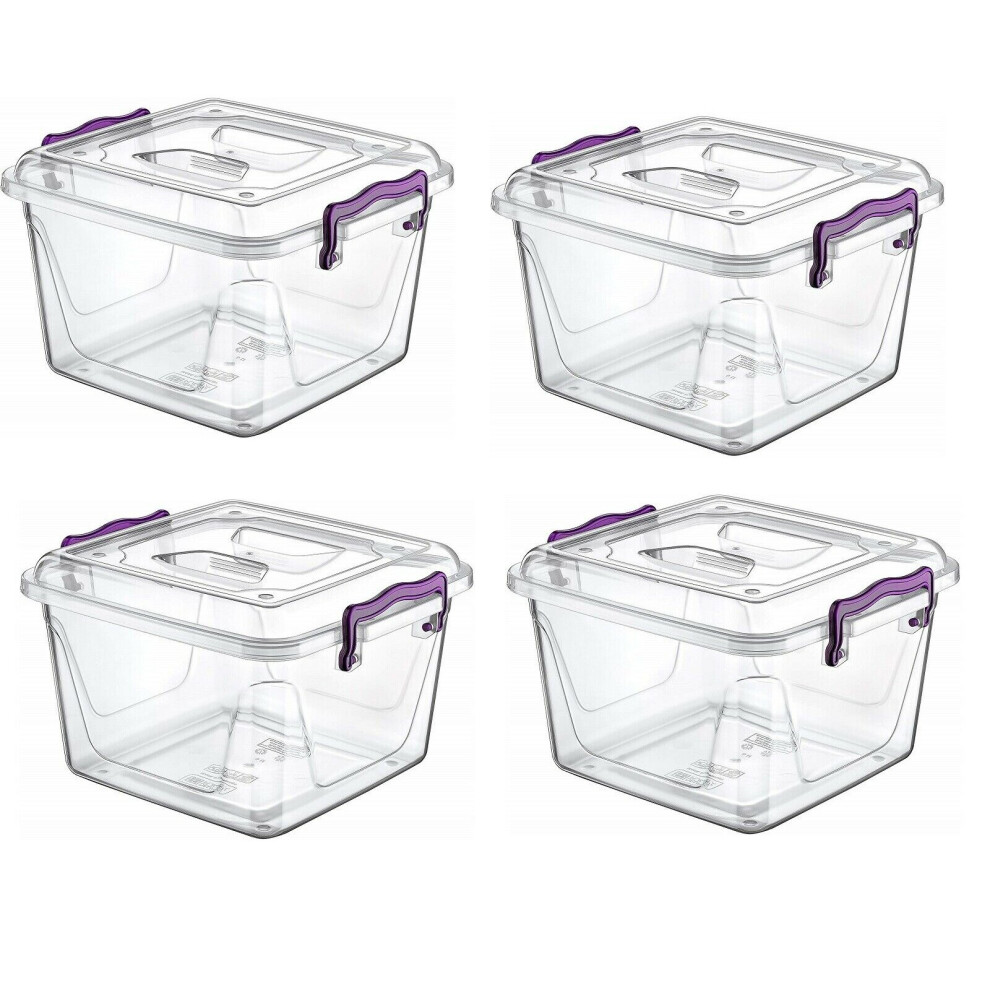 4 X 6L Plastic Strong Pantry Box, Transparent Storage Box Container