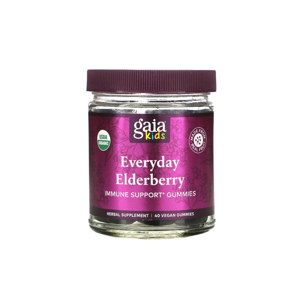 Gaia Herbs , Kids, Everyday Elderberry Immune Support, 40 Vegan Gummies