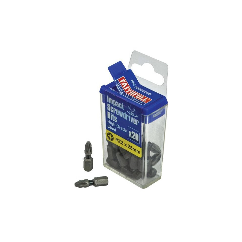 Faithfull Pozi Impact Screwdriver Bits PZ2 x 25mm (Pack 20)