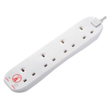 Masterplug Extension Lead 240V 4-Gang 13A White Surge Protected 2m SRG4210N-MP