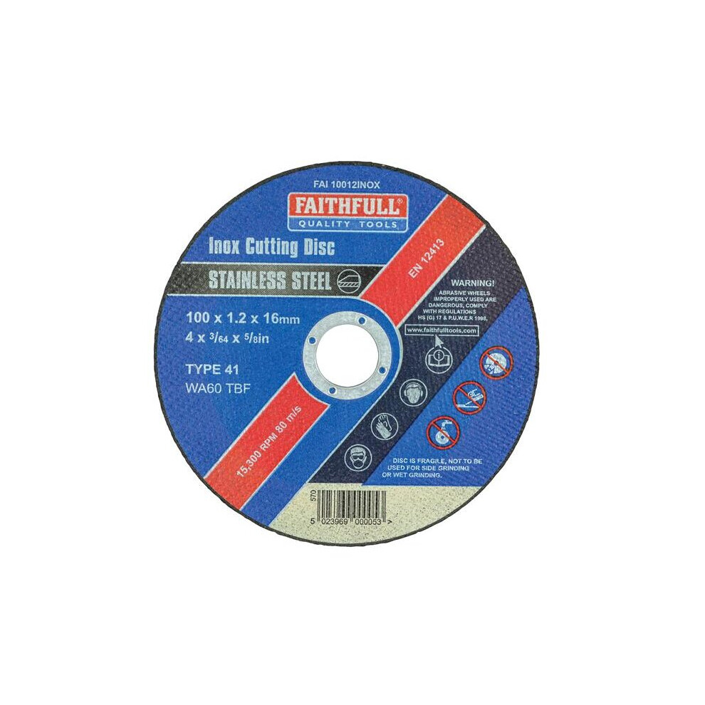 Faithfull Inox Cutting Disc 100 X 1.2 X 16mm