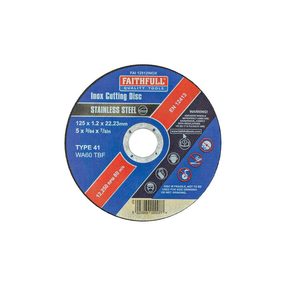 Faithfull Inox Cutting Disc 125 X 1.2 X 22.23mm