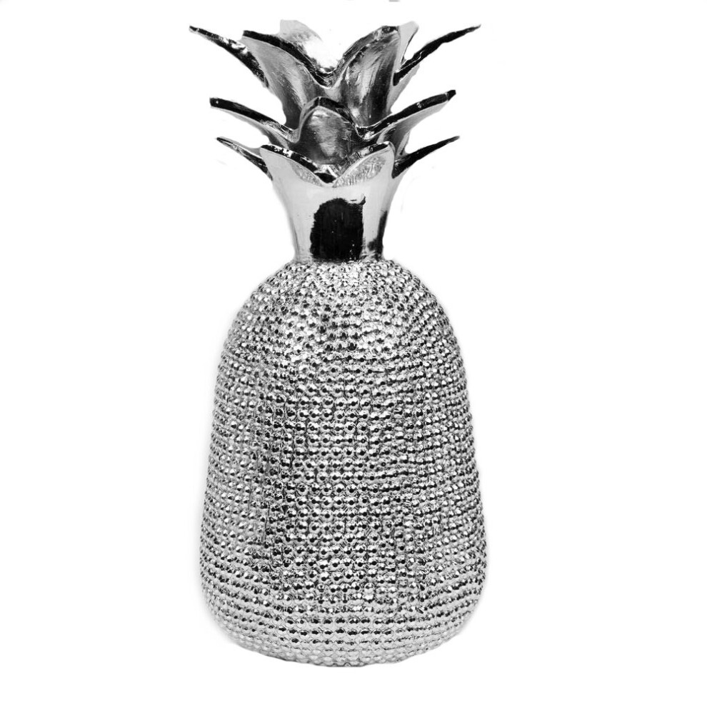 Hestia Silver Finish Large Diamante Pineapple Candle Holder Ornament