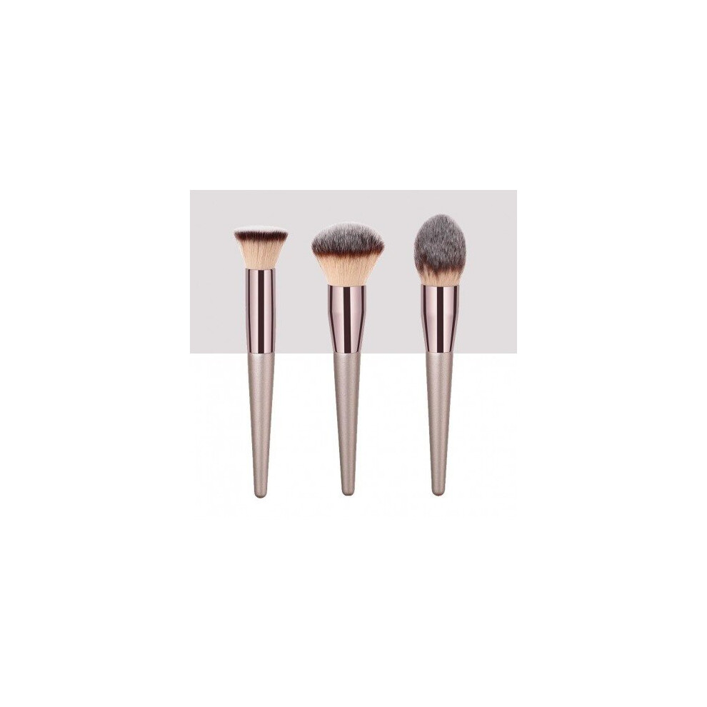 Blowuponline5 3 Item Big Size Single Champagne Makeup Brushes Flame Tapered Shape Foundation Powder Flat Head Cosmetic Brush Tool Maquiagem