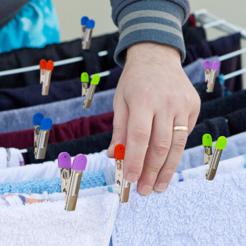 80 Stainless Steel Laundry Pegs w Colourful Plastic Grips 2