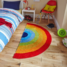 Hong Kong HK6083 Rainbow Stripe Kids Rug Handmade Mats 70x140cm
