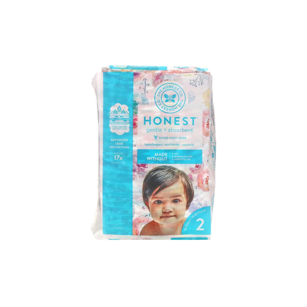 The Honest Company , Size 2, 12-18 Pounds, Rose Blossom, 32 Diapers