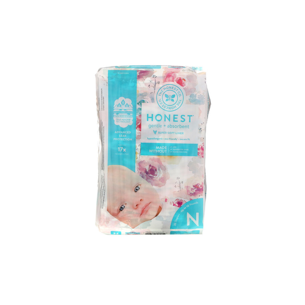 The Honest Company, Newborn, Up to 10 Pounds, Rose Blossom, 32 Diapers