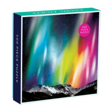 Galison Cosmic Lights 500-teiliges Puzzle fr Familien und Erwachsene. Weltraum-Familienpuzzle mit Regenbogen-Aurora und Bergkulisse