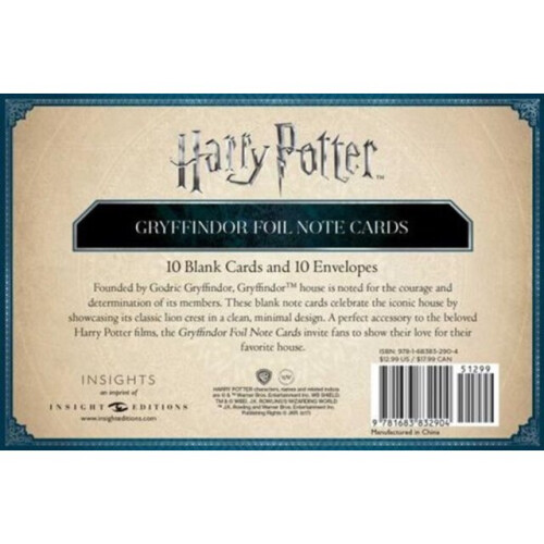 Harry Potter Gryffindor Foil Note Cards by Insight Editions