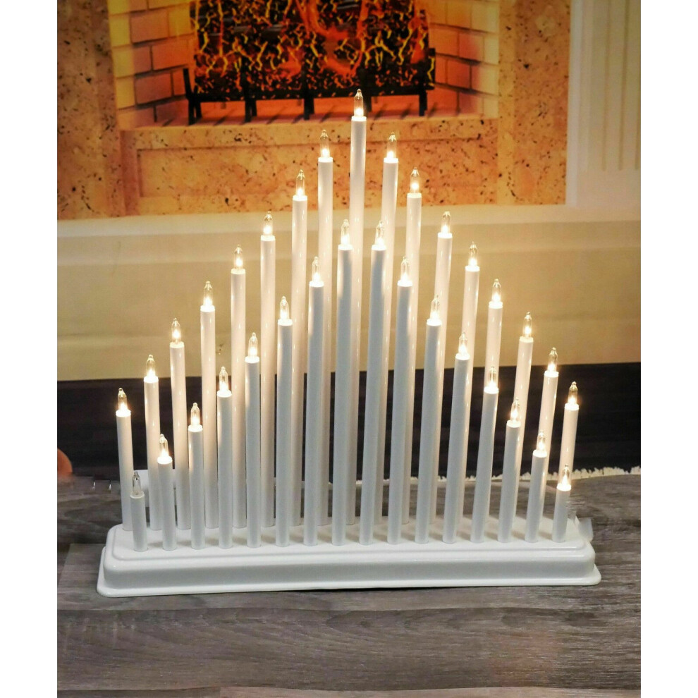 (white) Modern Christmas Candle Bridge with 33 Warm Lights