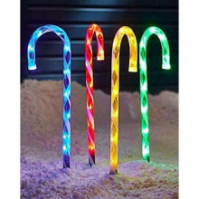 Set of 4 Light Up Candy Cane Outdoor Christmas Decoration LED