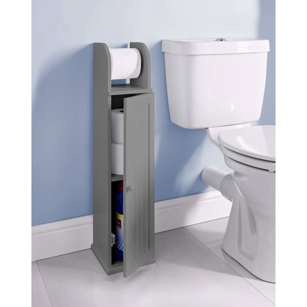 Free Standing Toilet Roll Holder Bathroom Cabinet Unit Grey-G-0309